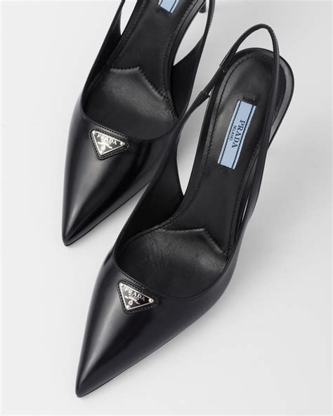 prada scarpe donna décolleté|Décolleté slingback in pelle spazzolata Nero .